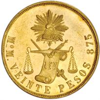  MEXICO GOLD 20 PESO (1870-1905)
