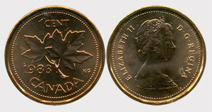 1 cent 1983-Near Beads Elizabeth II coin