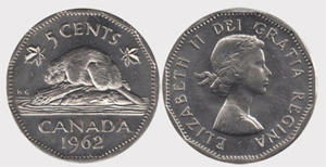 5 cents 1962-Double Date Elizabeth II coin