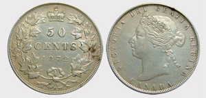 50 cents 1890- Obverse 4 -H Victoria coin