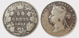 50 cents 1894 Victoria