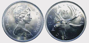25 cents 1978 - Large Denticles Elizabeth II coin
