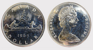 1 dollar 1965- Large Beads- Pointed 5 Elizabeth II