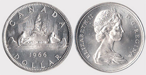 1 dollar 1966 - Small Beads Elizabeth II