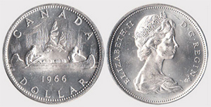 1 dollar 1966 - Large Beads Elizabeth II