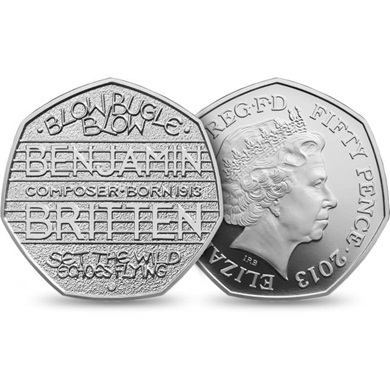 The 100th Anniversary of the Birth of Benjamin Britten 2013 UK 50p Silver Piedfort Proof Coin