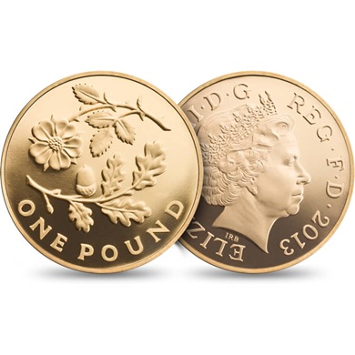 2013 UK Euro1 England Floral Gold Proof in temporary case(for 4 coin)