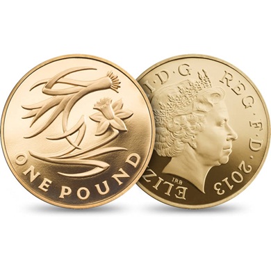 The 2013 Wales Euro 1 Floral Gold Proof (as part of the four-coin set)