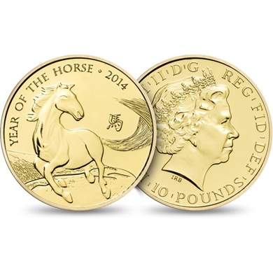 Lunar Year of the Horse 2014 UK Tenth-Ounce Gold Brilliant Uncirculated Coin