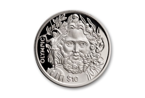 2013 British Virgin Islands 10 Dollar Silver Zeus Olympics Proof