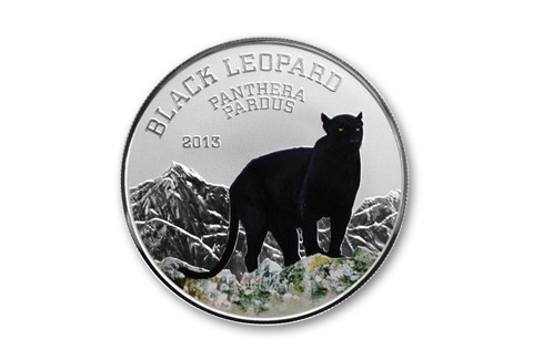 2013 Congo 1000 Francs Cfa Silver Black Leopard Proof