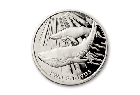 2013 South Georgia 2 Pound Silver Blue Whale Proof