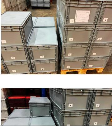 Packaging of Copper powder in plastic boxes 40 kg net.