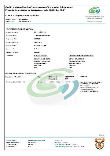 Certificate of Registration